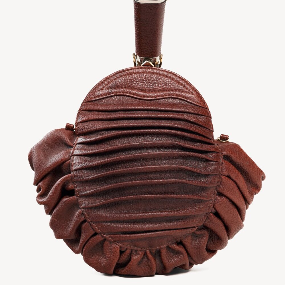 Fendi Spy SS2005 Runway Brown Leather Pleated Clutch